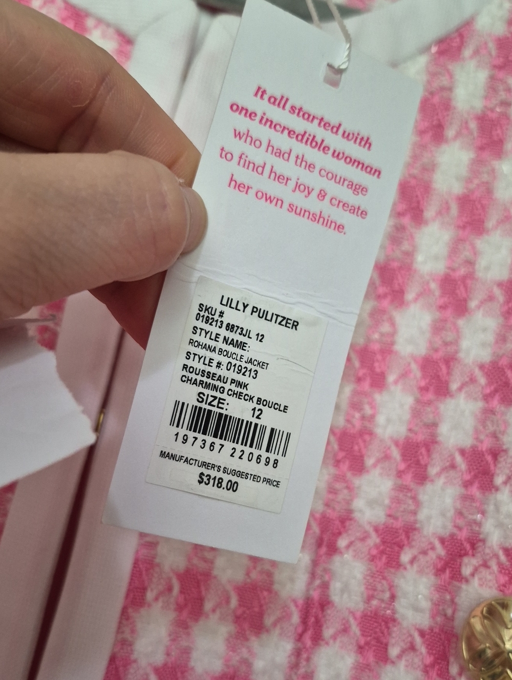 NWT Lilly Pulitzer 12 Rohana Boucle Jacket Rousseau Pink Charming Check Boucle - Picture 3 of 11